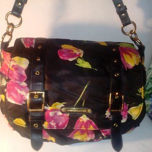 BLACK MULIT COLOR AMERICAN LIVING FLORAL HOBO HANDBAG